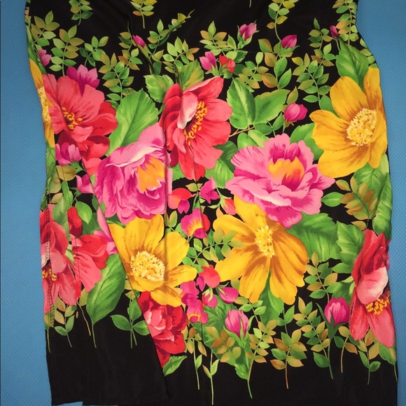 Beautiful black & floral long dress 12P - Picture 2 of 3